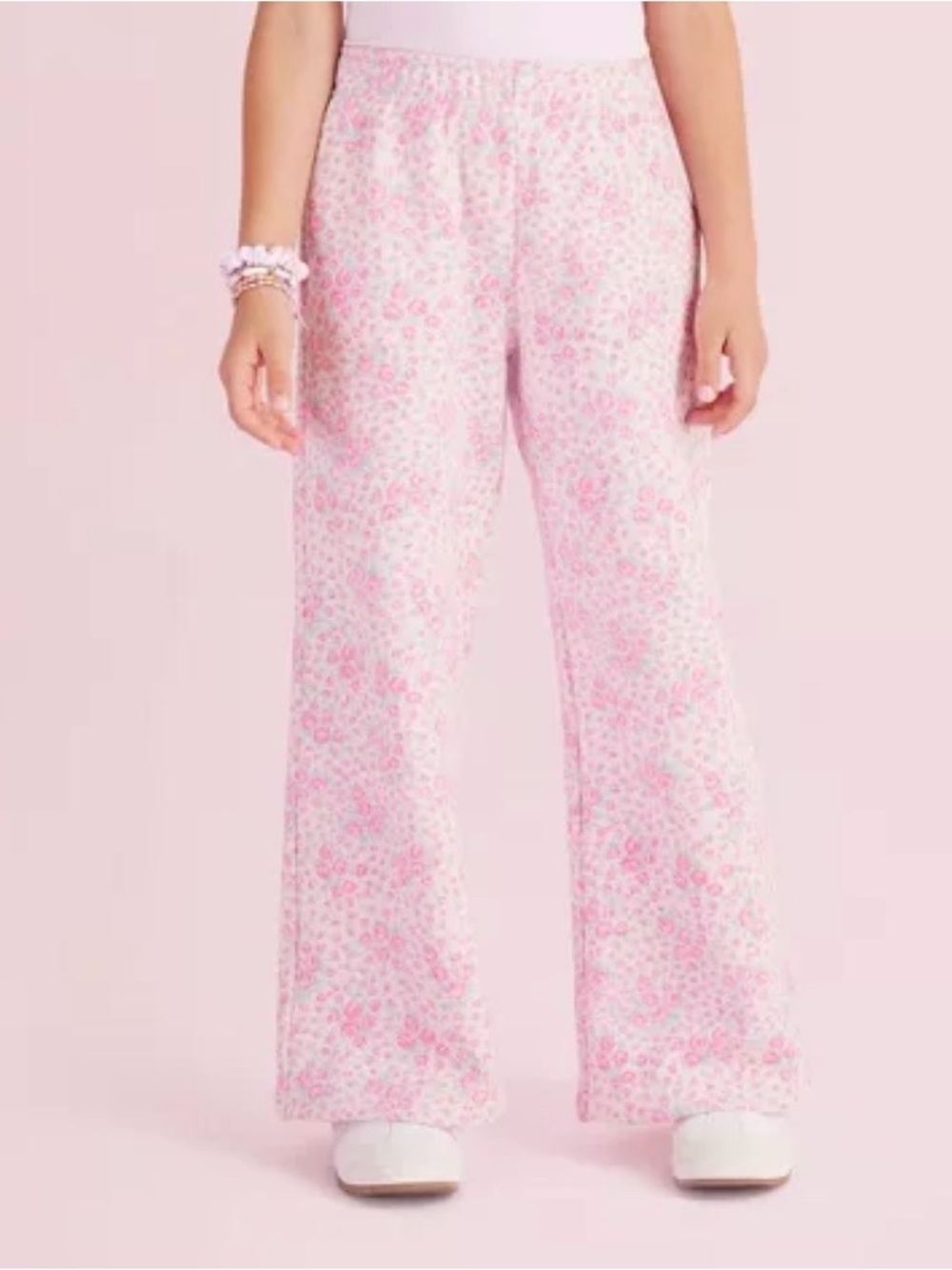 LoveShackFancy Girls’ Esme Roseheart French Terry Wide Leg Sweatpants ~Comfy NWT